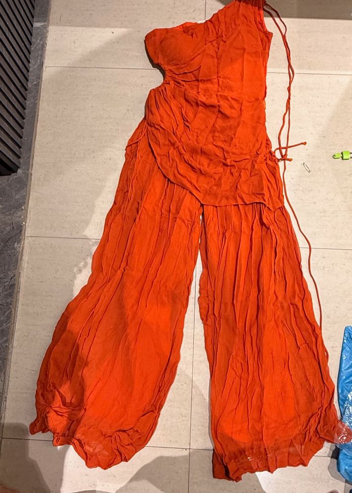 Vibrant Orange Ethnic Jumpsuit