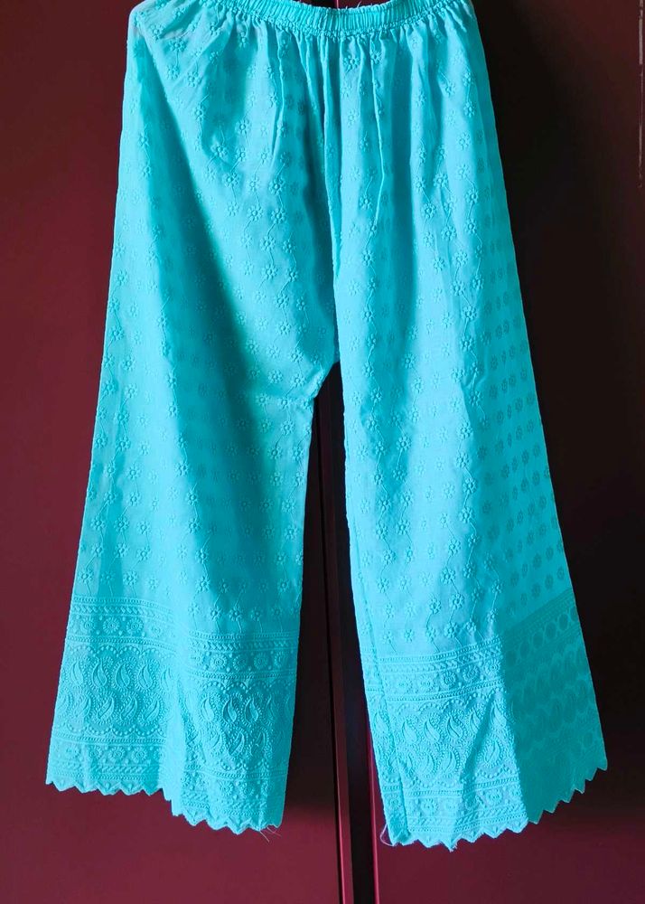 Beautiful Blue Embroidered Palazzo Pants