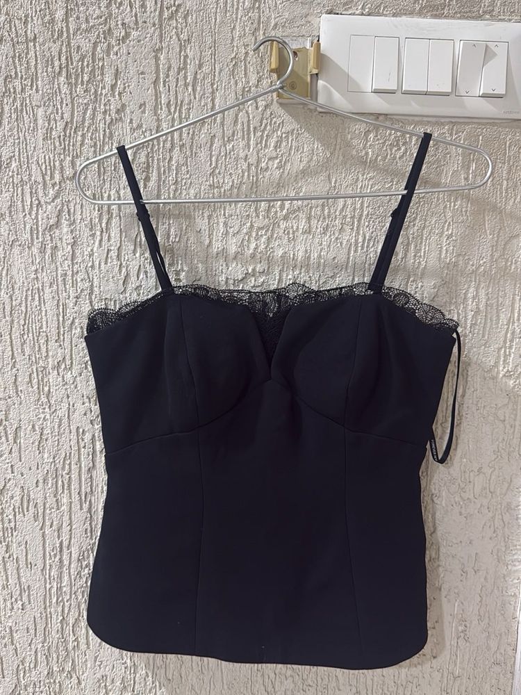 Forever New Black Lace Trim Camisole Top