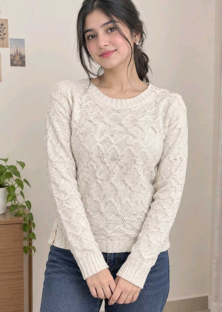 Cream Cable Knit Sweater