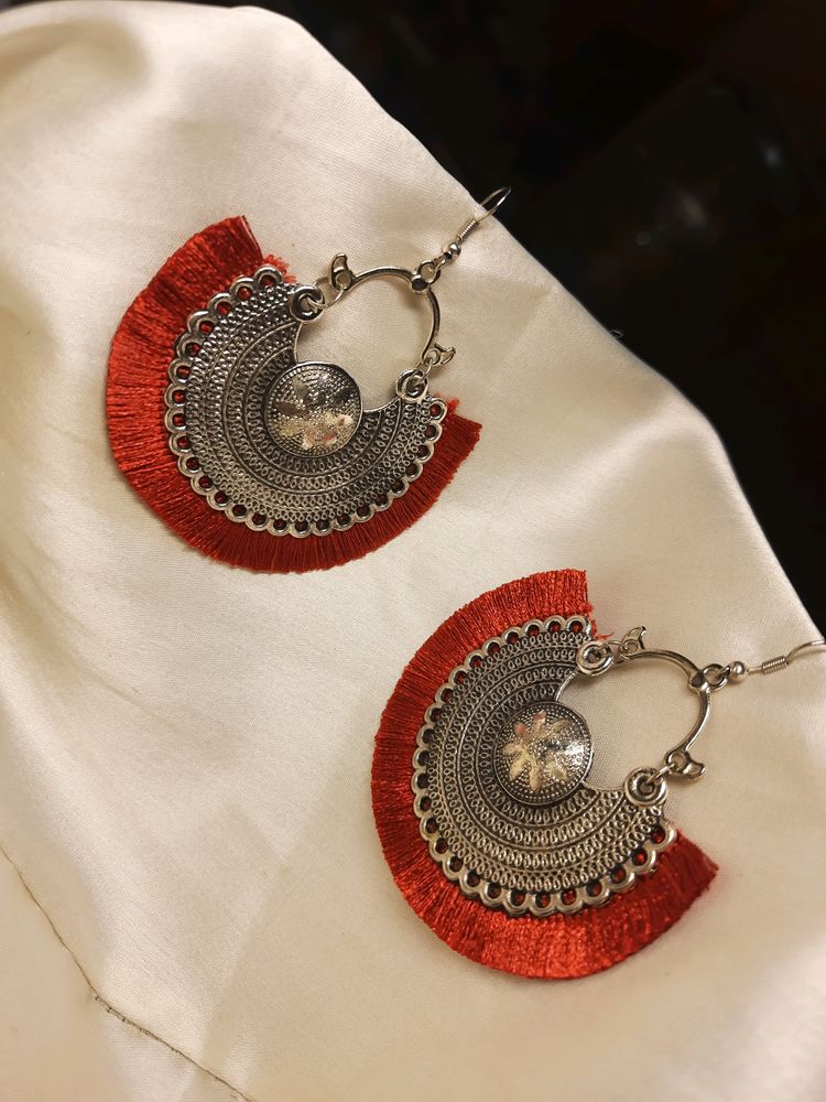 Shop Handmade Oxidized German Silver Earrings in Red❤️👌