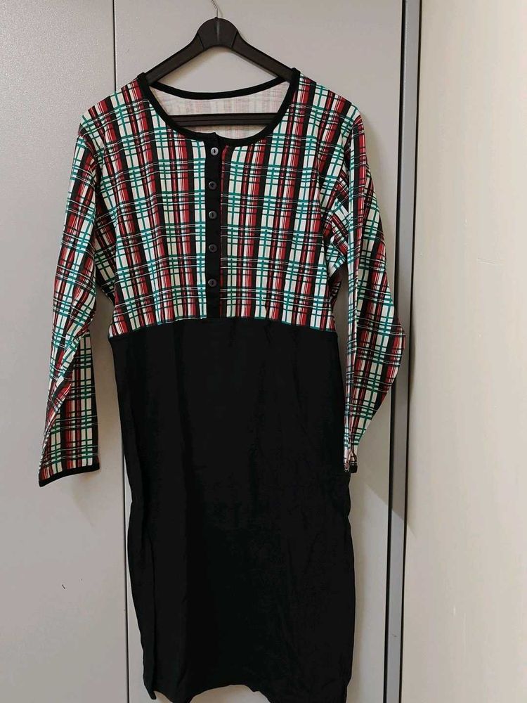 Checkered Long Sleeve Dress
