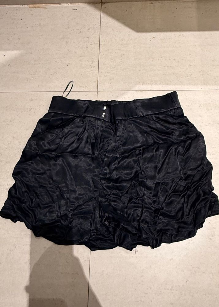 Satin Ruched Mini Skirt