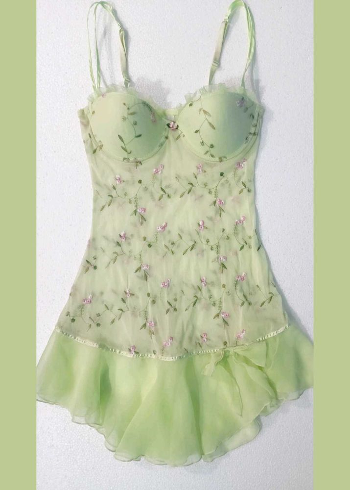HILLARD&amp;HANSON Green Floral Babydoll Lingerie