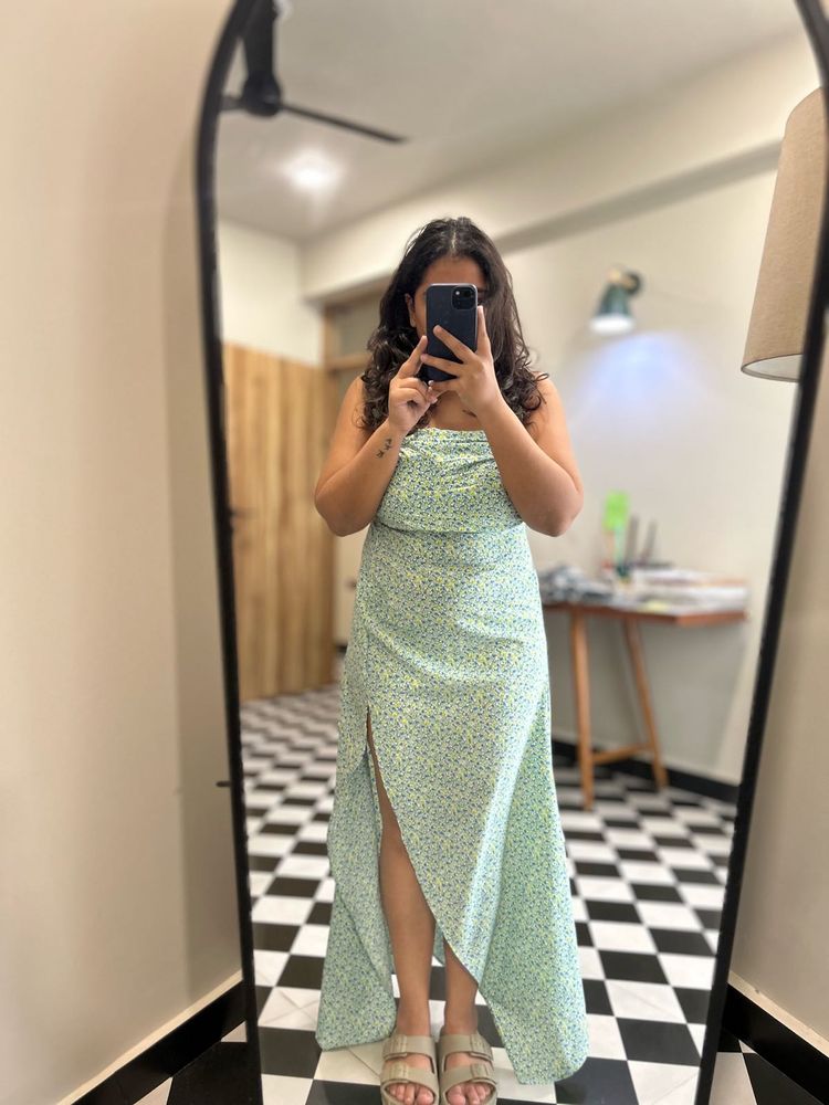 Beach Floral Print Slit Maxi Dress