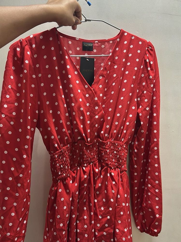 Red Polka Dot Midi Dress