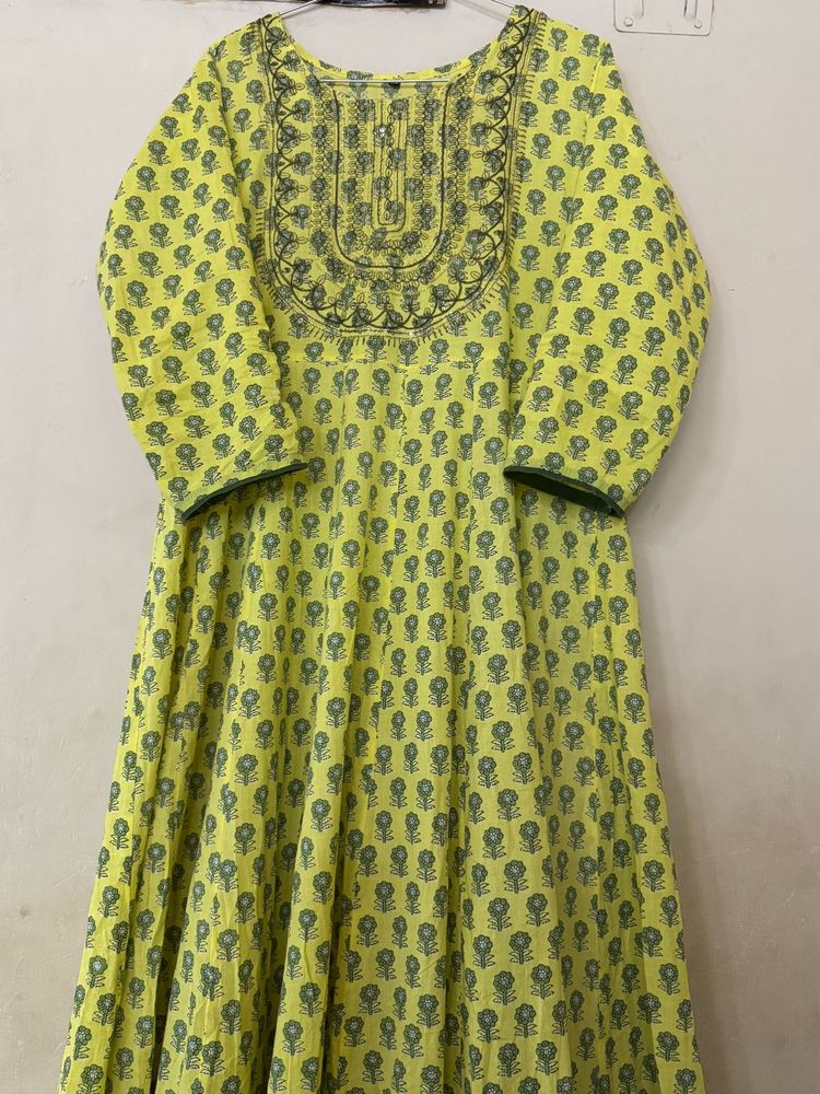 Beautiful Yellow Floral long kurta