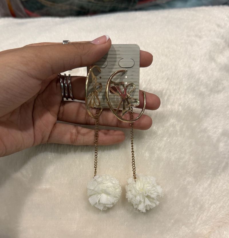 Charming White Hoop Earrin