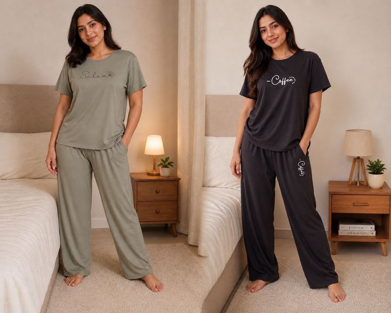 Comfy Pajama Set - "Coffee" / "Selena"