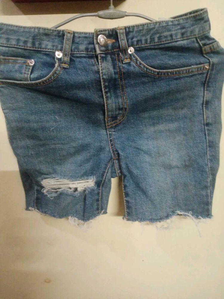 Distressed Denim Shorts