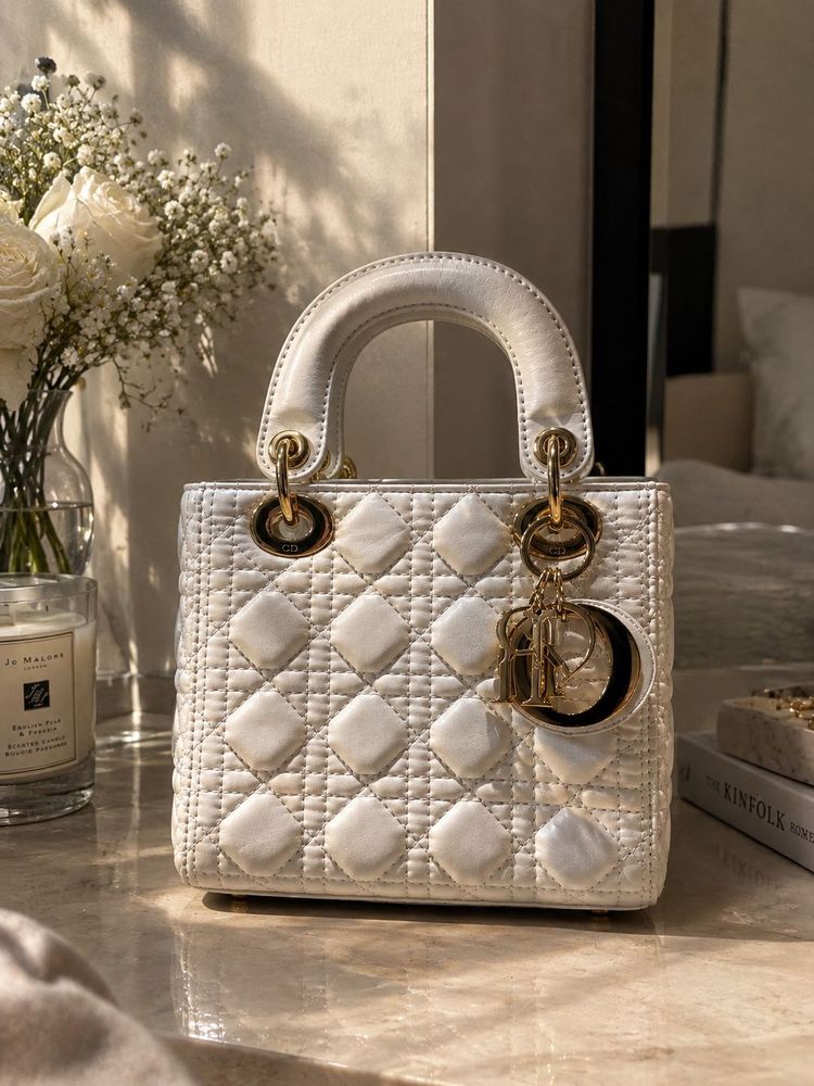 Elegant White First Copy Lady Dior Handbag