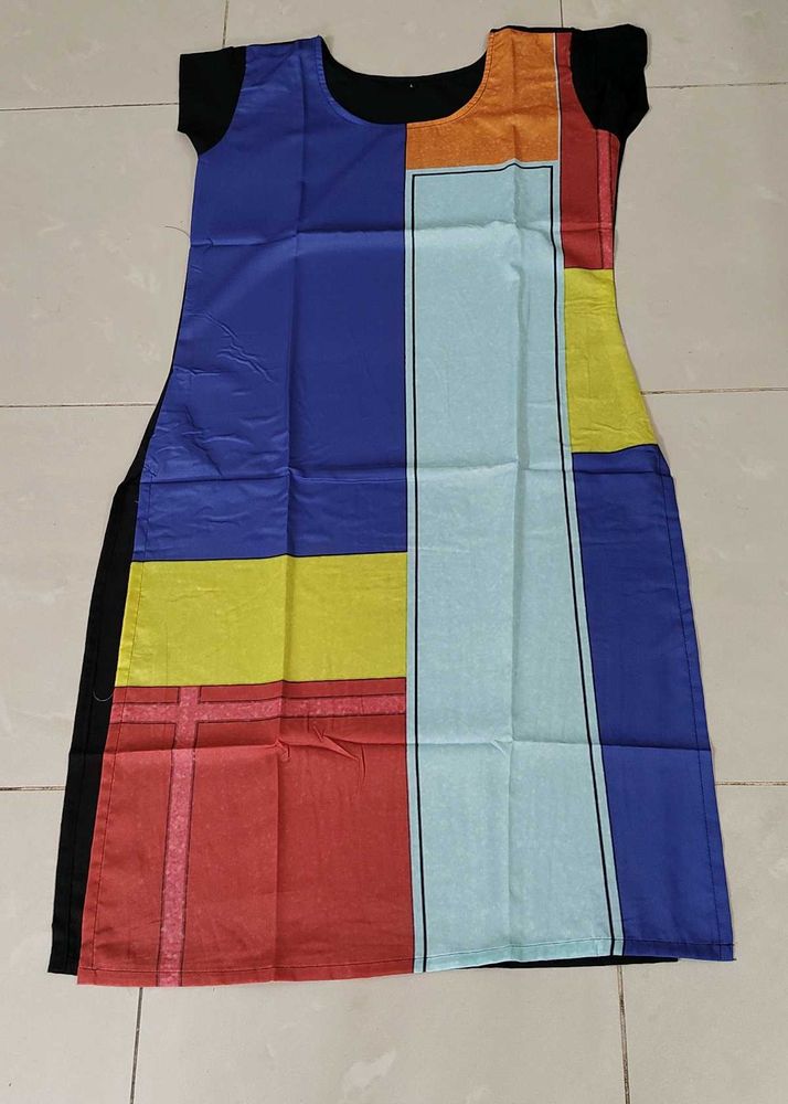 New Unused Printed Crepe Straight Kurta