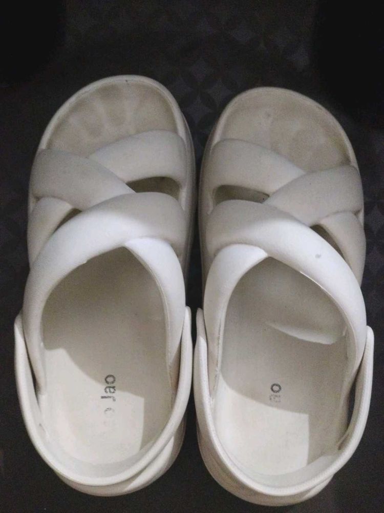 White Platform Slip-on Sandals