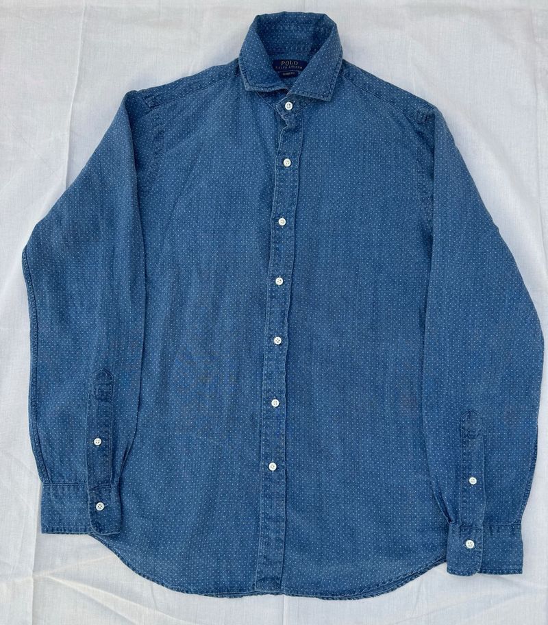 Ralph Lauren Men's Blue Dotted Button-Up Shirt