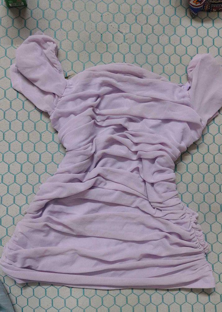 lavender Ruffled  Off-Shoulder top