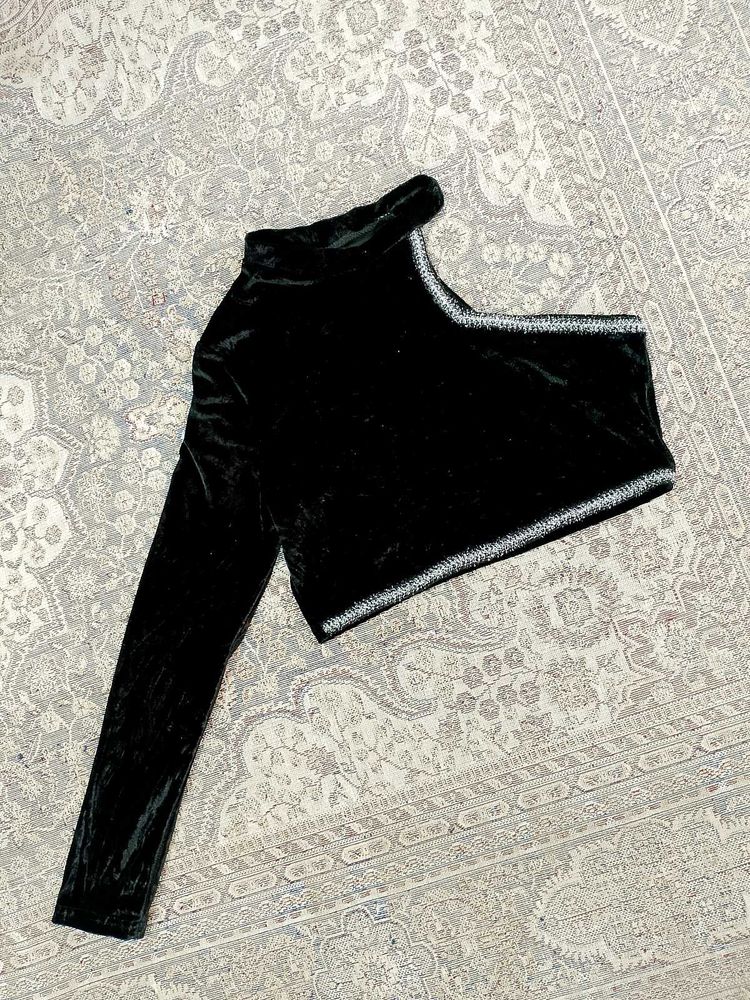 Velvet One-Shoulder Top