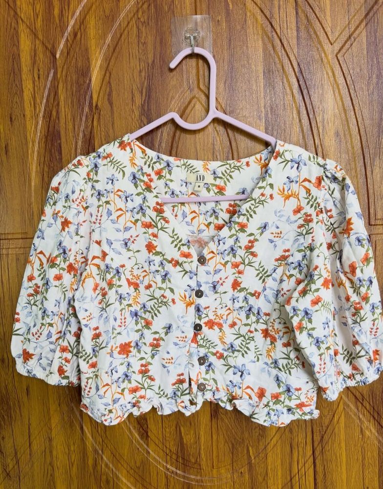 AND Floral Print Cropped Top
