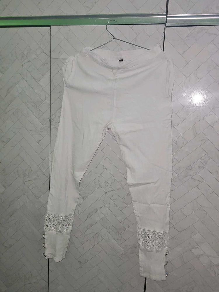 White Lace Trim Palazzos