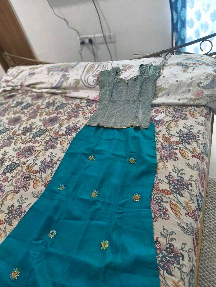 Teal Embroidered Lehenga Choli Set