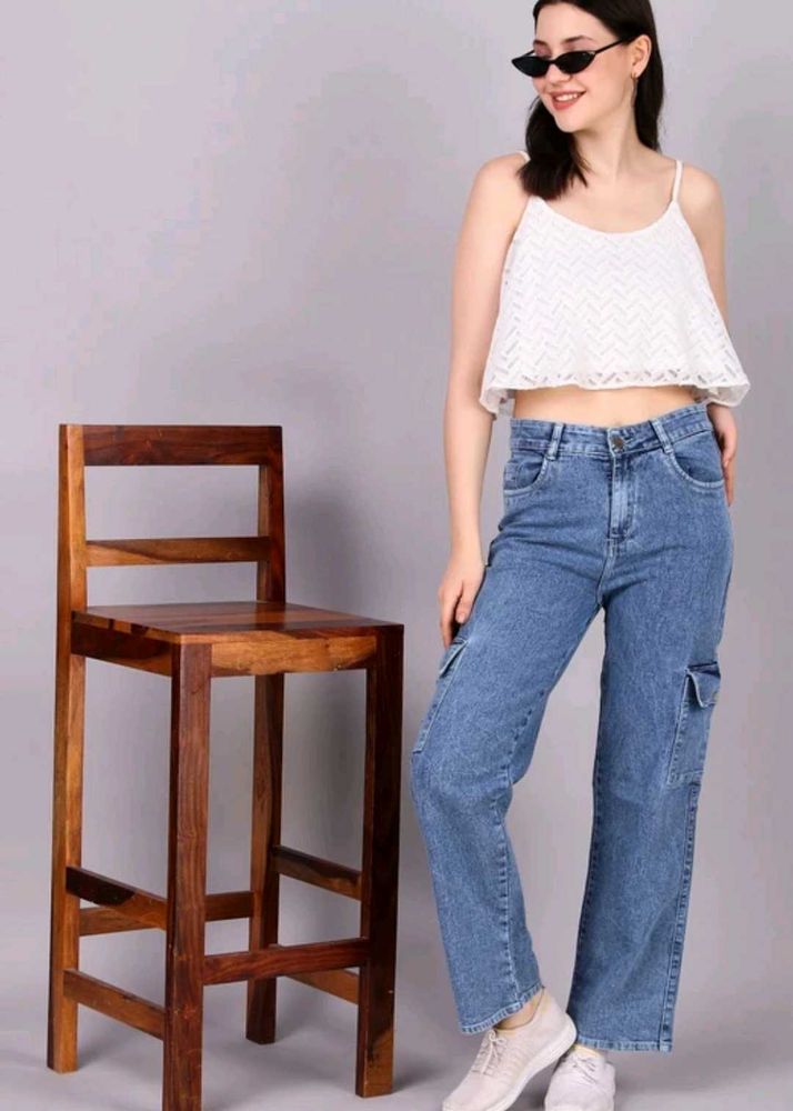 Classic Blue Denim Cargo Pants