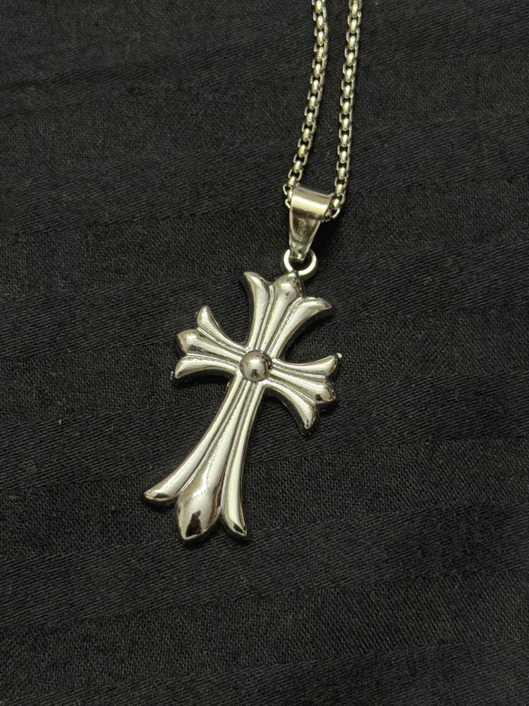Chrome Hearts Sterling Silver Cross Pendant Chain