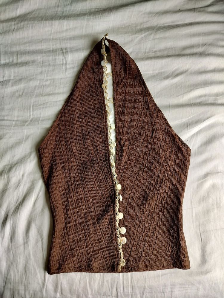 44 H&amp;M Embellished halterneck top
