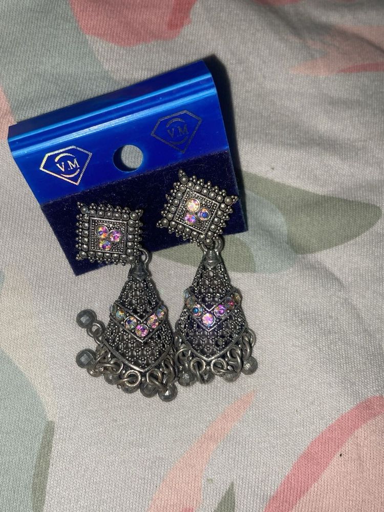 Antique Jhumka Earrings with Rhinestones