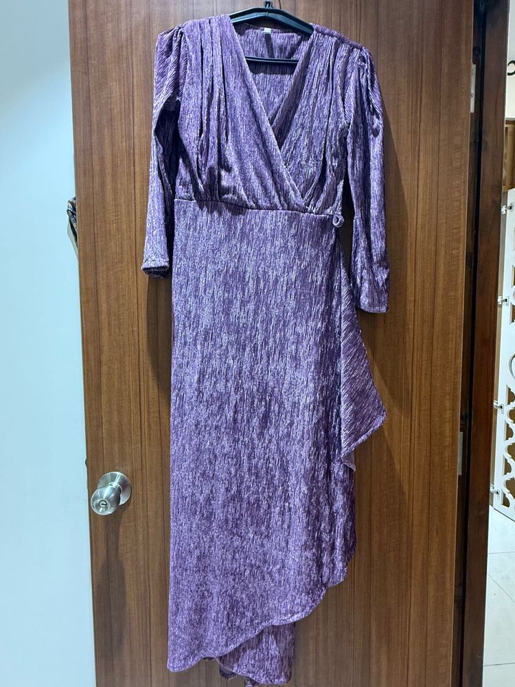 Sparkling Purple Wrap Dress