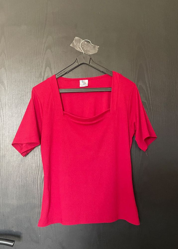 Ribbed Square Neck Top