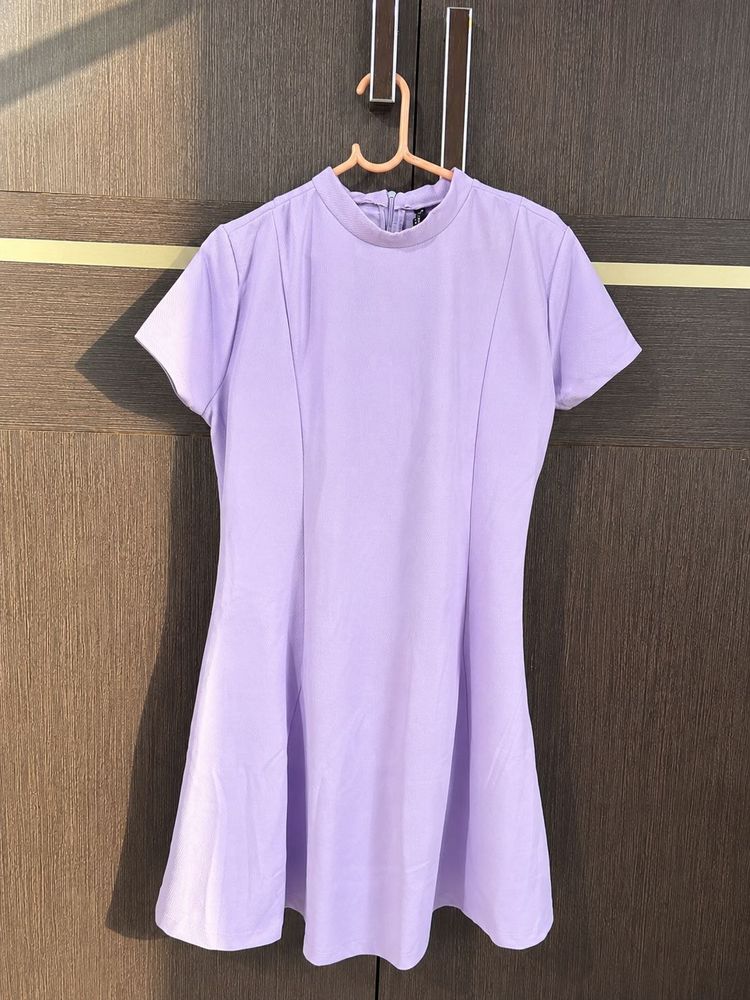 Tokyo Talkies Lavender Textured Fit &amp; Flare Dress