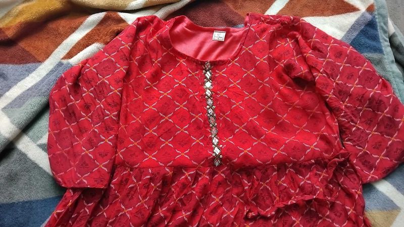 pink Printed kurti Ethnic Dress