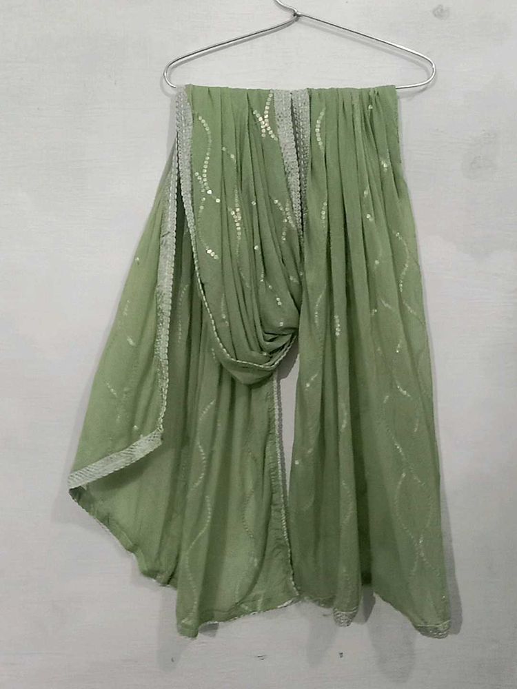 Elegant Green Dupatta with Sequin Work