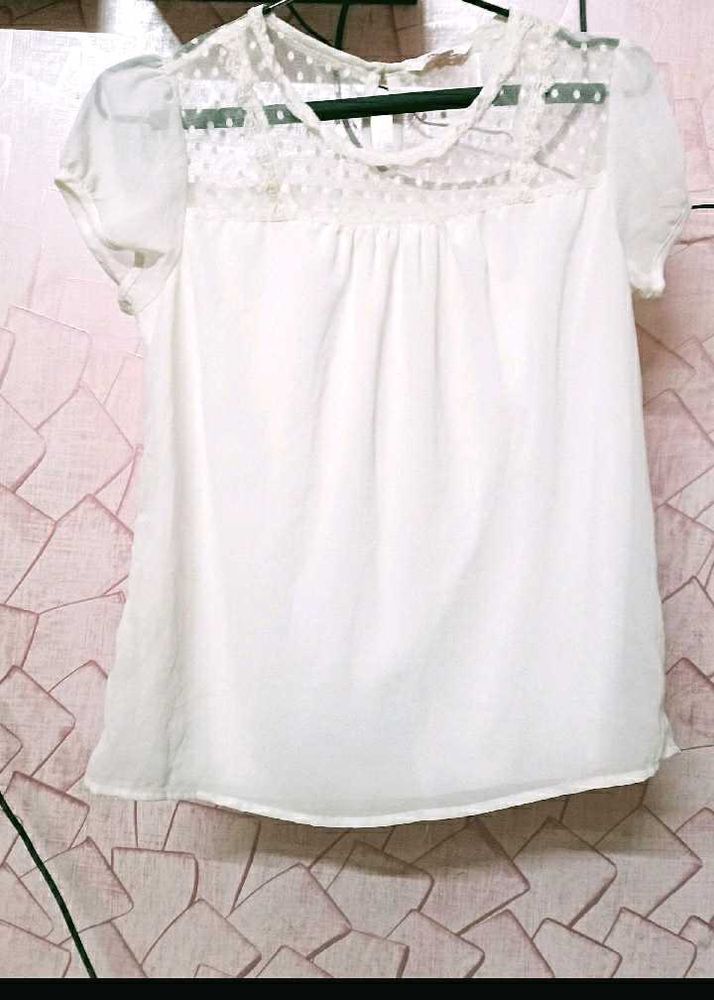 White Sheer Detail Blouse