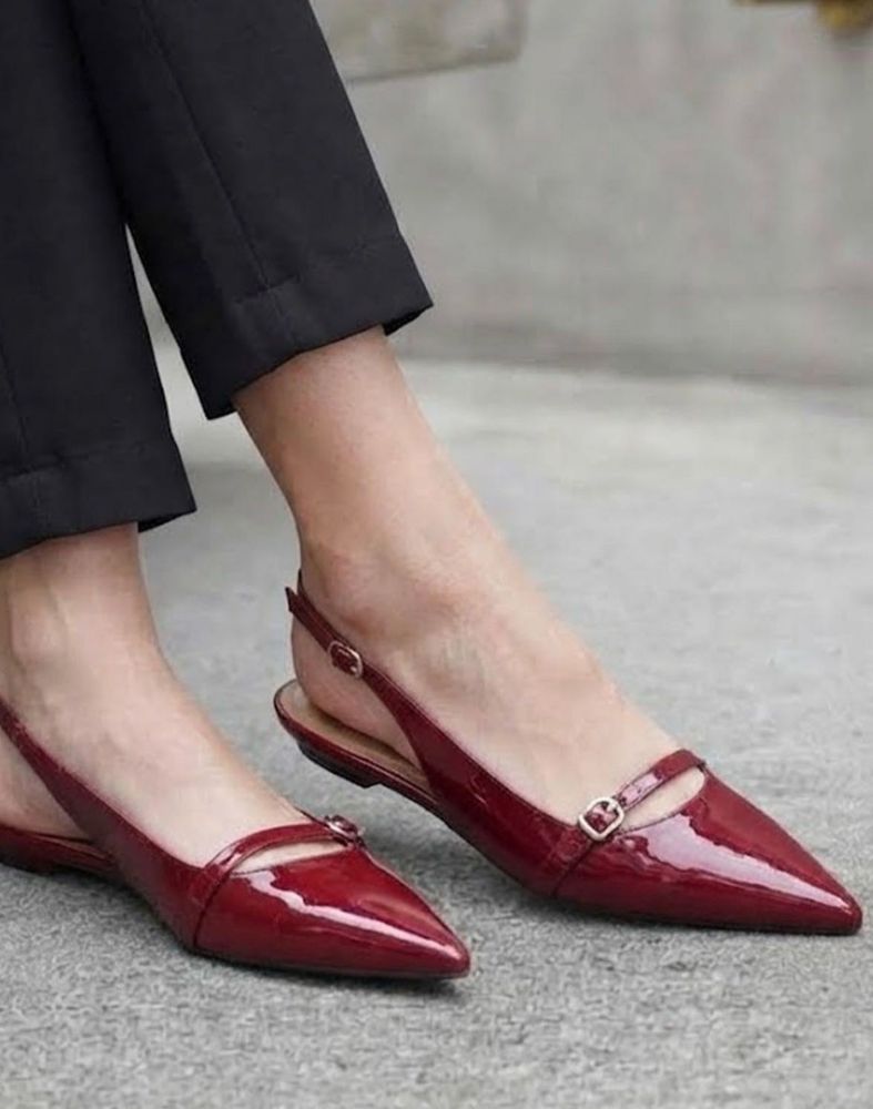 Chic Red Patent Slingback Flats (EU 34)