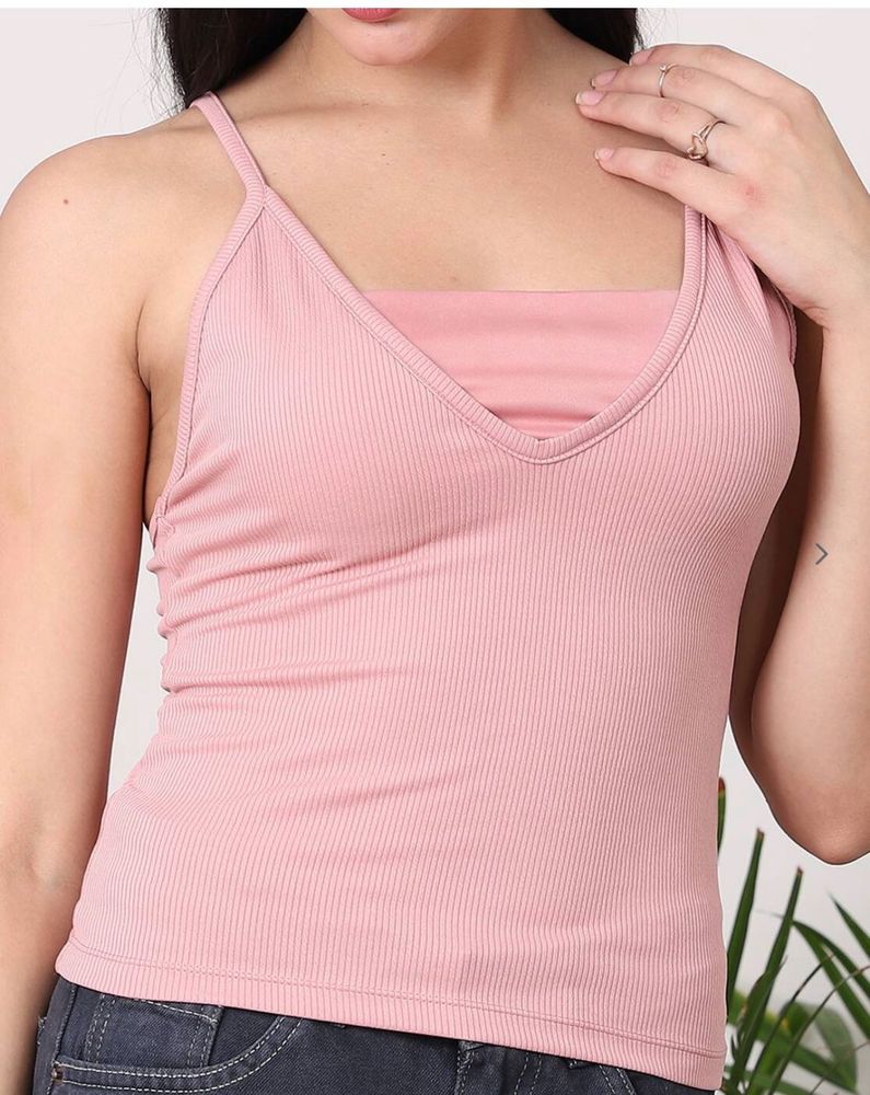 Ribbed Pink Camisole Top