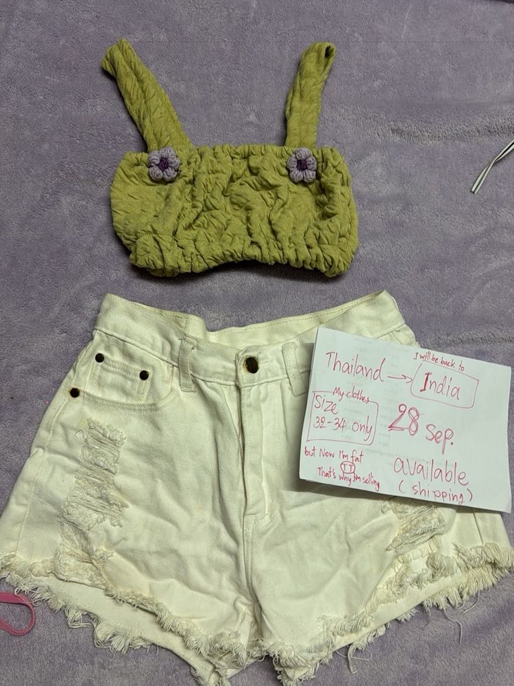 Cute Green Crop Top 32-34