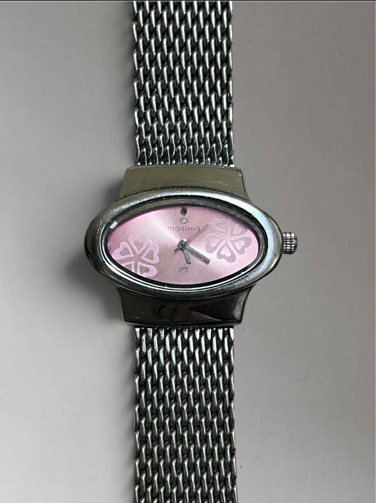 Maxima Pink Dial Mesh Watch
