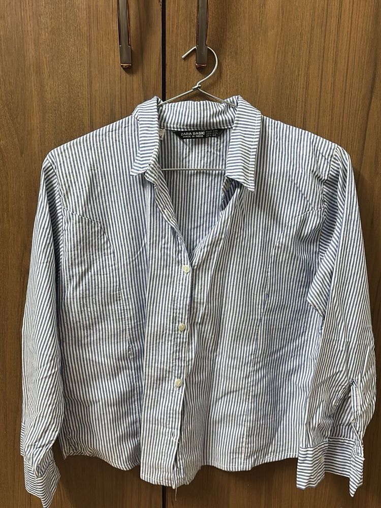 Pinstripe Blue Corset Shirt