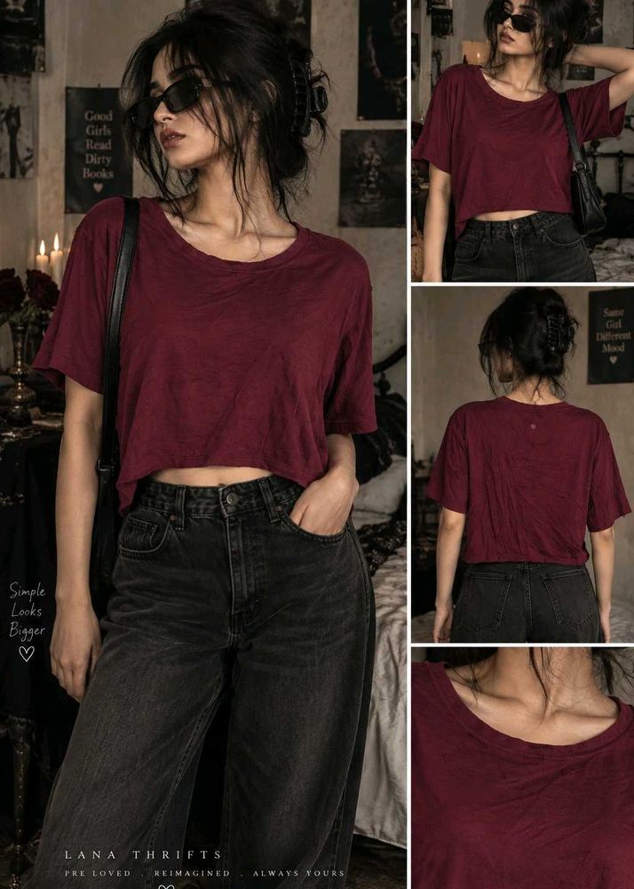 Maroon Cropped T-Shirt
