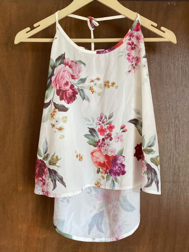 Floral Print bow back Top