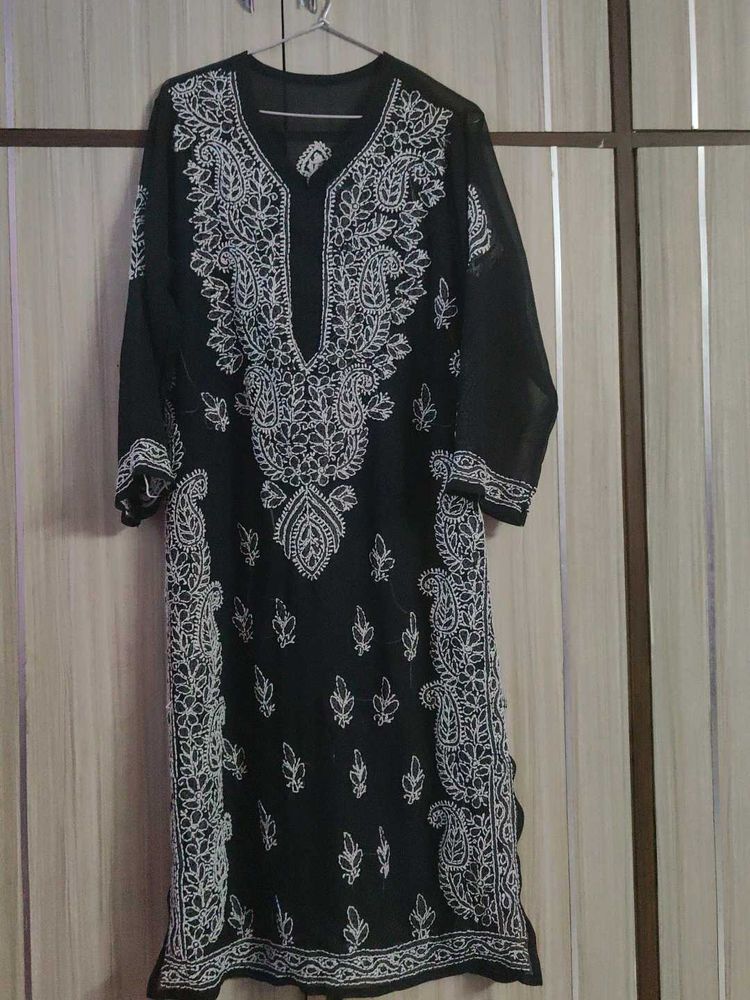 Elegant Black Chikankari Kurta