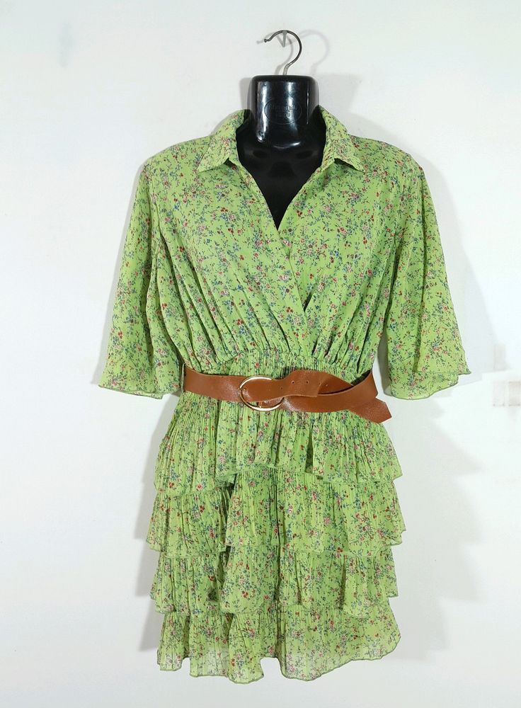Fluorescent Green Printed Dress (Women's)