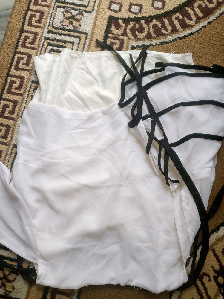 Crop Top With Flare Sleeves