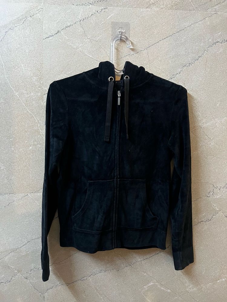 Velvet Zip-Up Hoodie