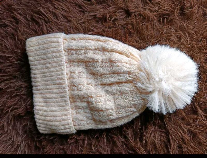 Cozy Cream Knit Beanie with Pom