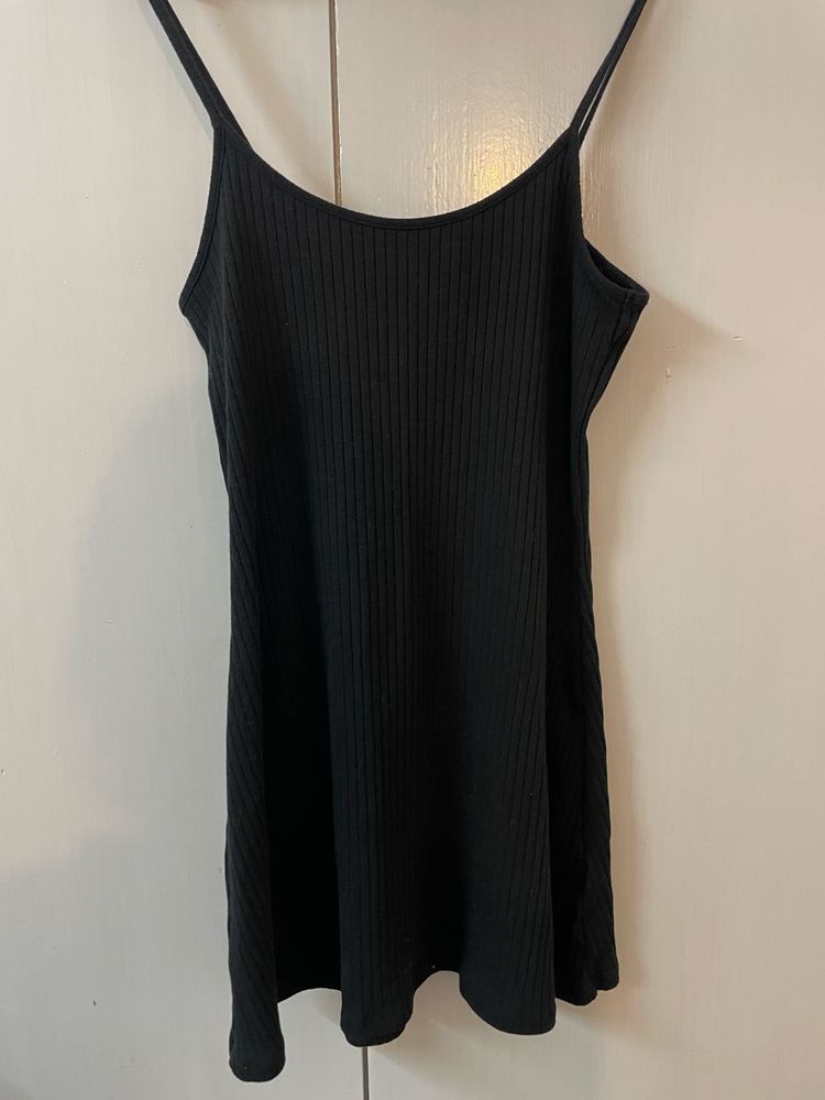 h&amp;m cotton jersey black mini dress