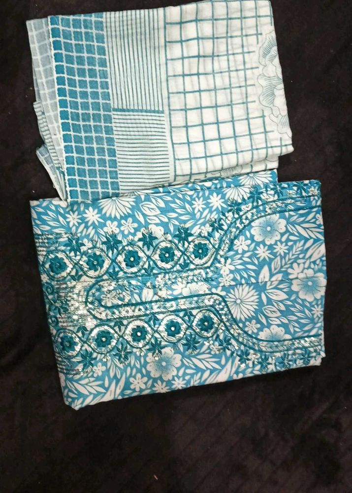 Blue &amp; White Dress Material