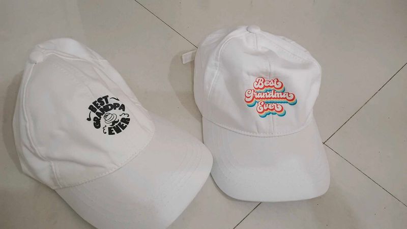 Hats which says BEST GRANDMA and GANDPA EVER