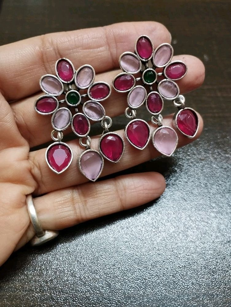 Beautiful And Charming Semi-precious Stone Brass Earrings 👌👌👌👌😊