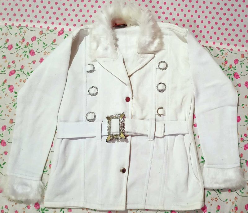 White Fur Collar Jacket for kids &amp; girls